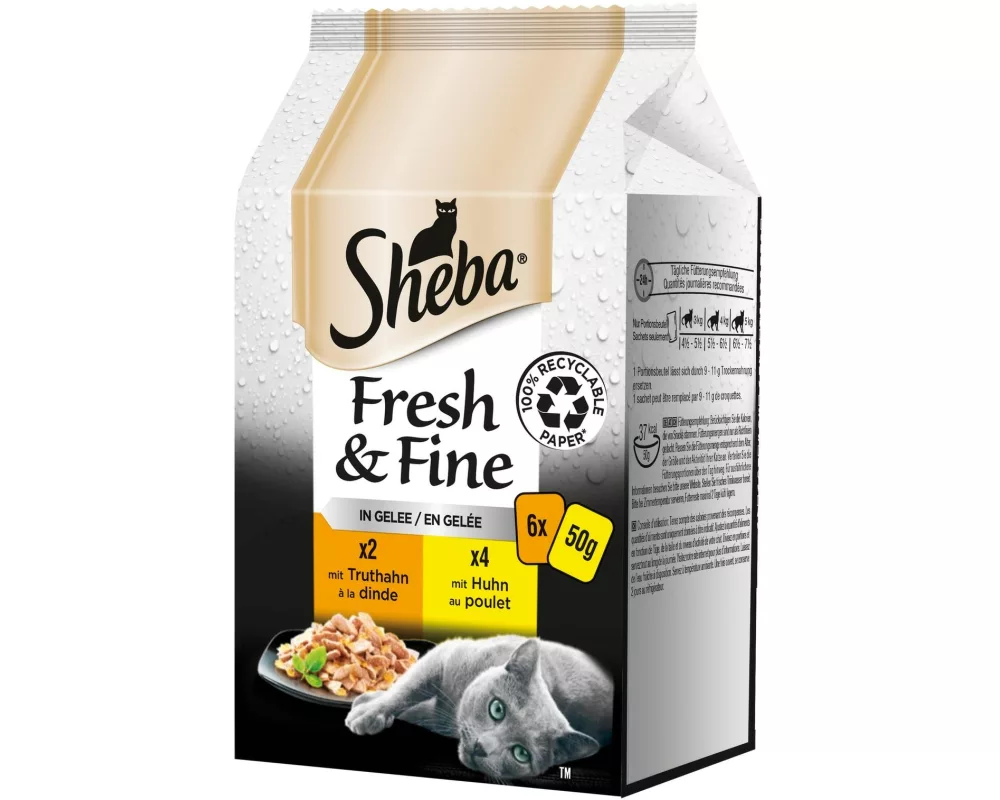 Sheba Nassfutter Fresh & Fine in Gelée Geflügel, 6 x 50 g