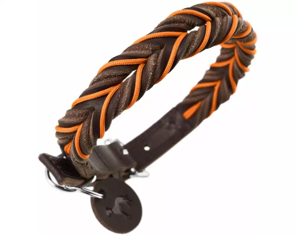 Hunter Halsband Solid Education Cord, S (40), Dunkelbraun/Orange