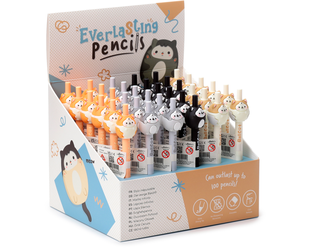 ROOST Bleistift niedliche Katze STA345 4 assortiert