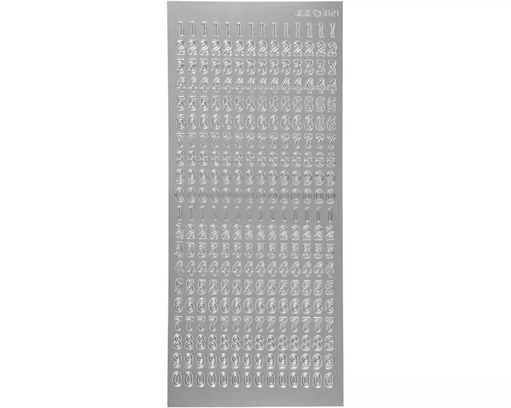 Creativ Company Metallic Sticker 10 cm x 23 cm Zahlen, Silber, 1 Blatt