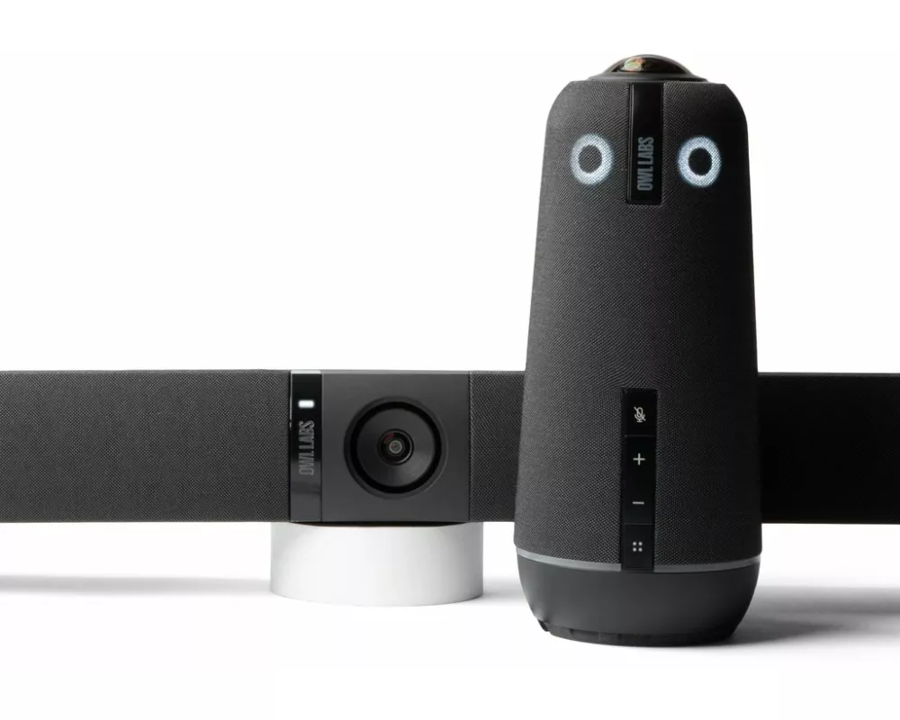 Owl Labs Meeting Owl 4+ und Owl Bar Bundle – Intelligentes 360-Grad-4K-Videokonferenz-Bundle mit mehreren Kameras (automatischer Fokus auf die sprechende Person, intelligenter Kamerawechsel, drahtlose Kopplung)