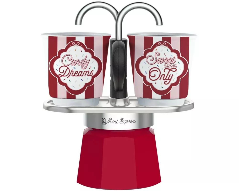 Bialetti Mini Express Set Candyland rot/weiss