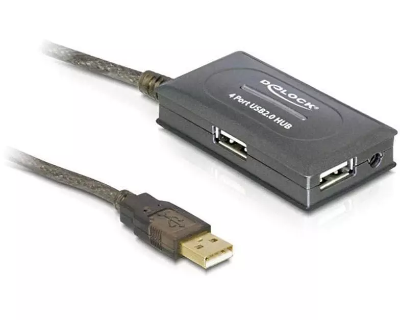 Delock USB 2.0-Verlängerungskabel mit 4-Port HUB USB-A - USB-A 10 m