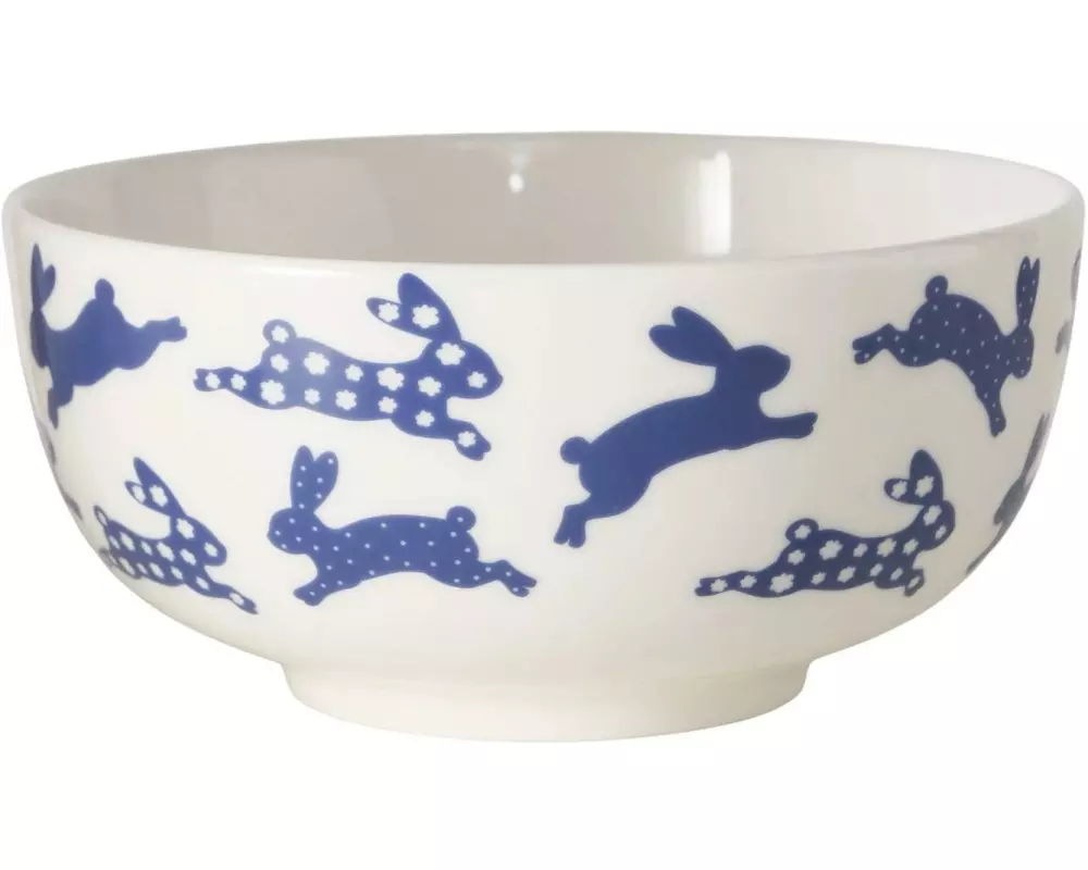 Boltze Schale Charly 6.5 x 14 cm, Weiss/Blau