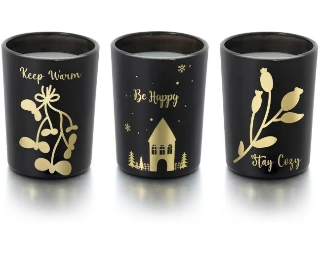 balthasar Weihnachtskerze Feliz im Glas, Schwarz