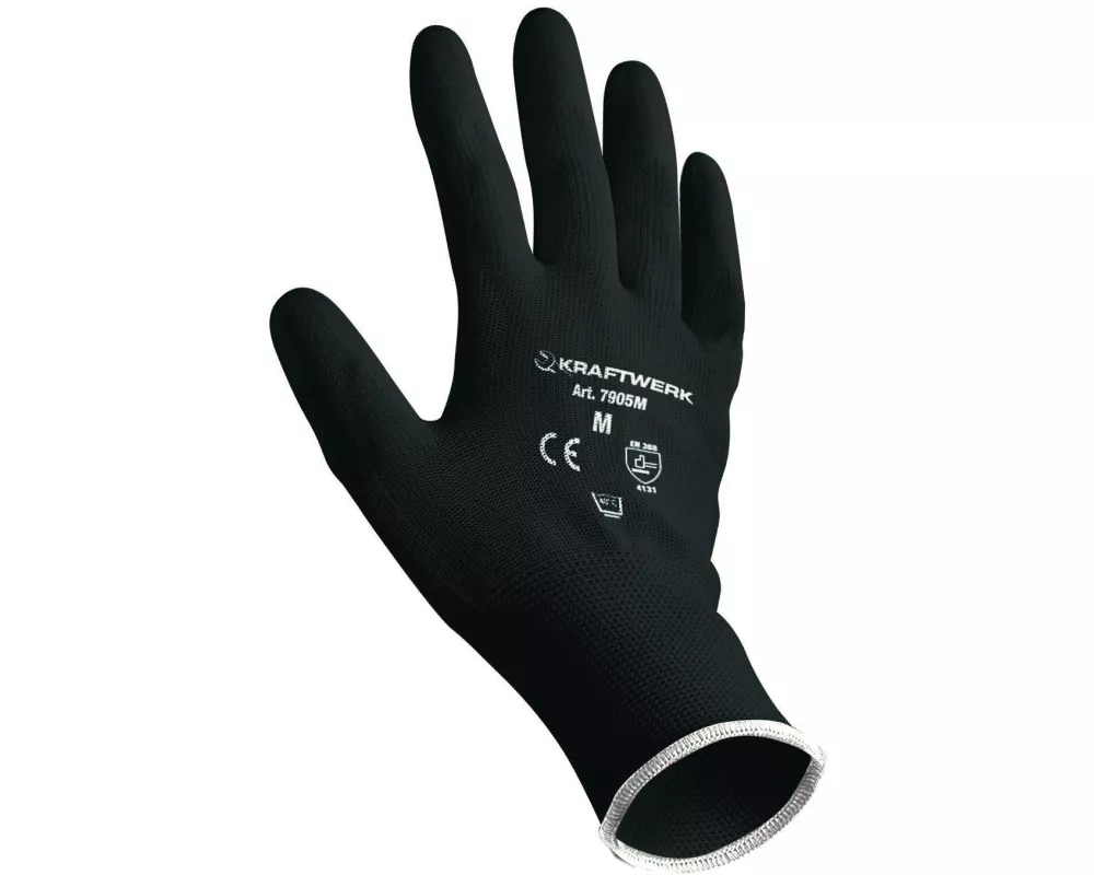 Kraftwerk Mechanikerhandschuh M, Schwarz, 24 Stück