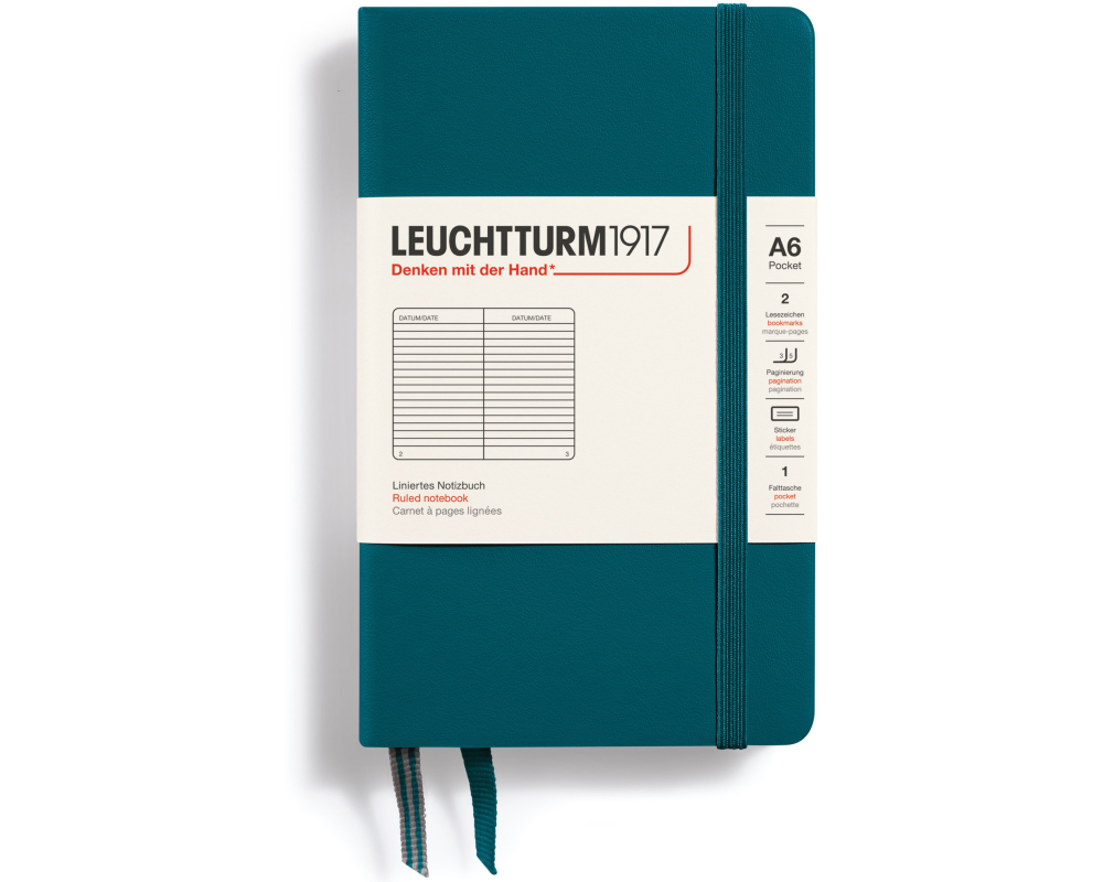 LEUCHTTURM Notizbuch Pocket 95x152 359700 pacific green, liniert 187 S.