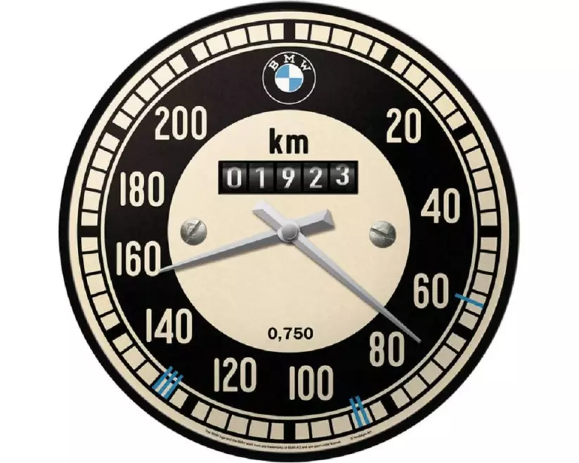 Nostalgic Art Wanduhr BMW Tachometer Ø 31 cm, Schwarz/Weiss