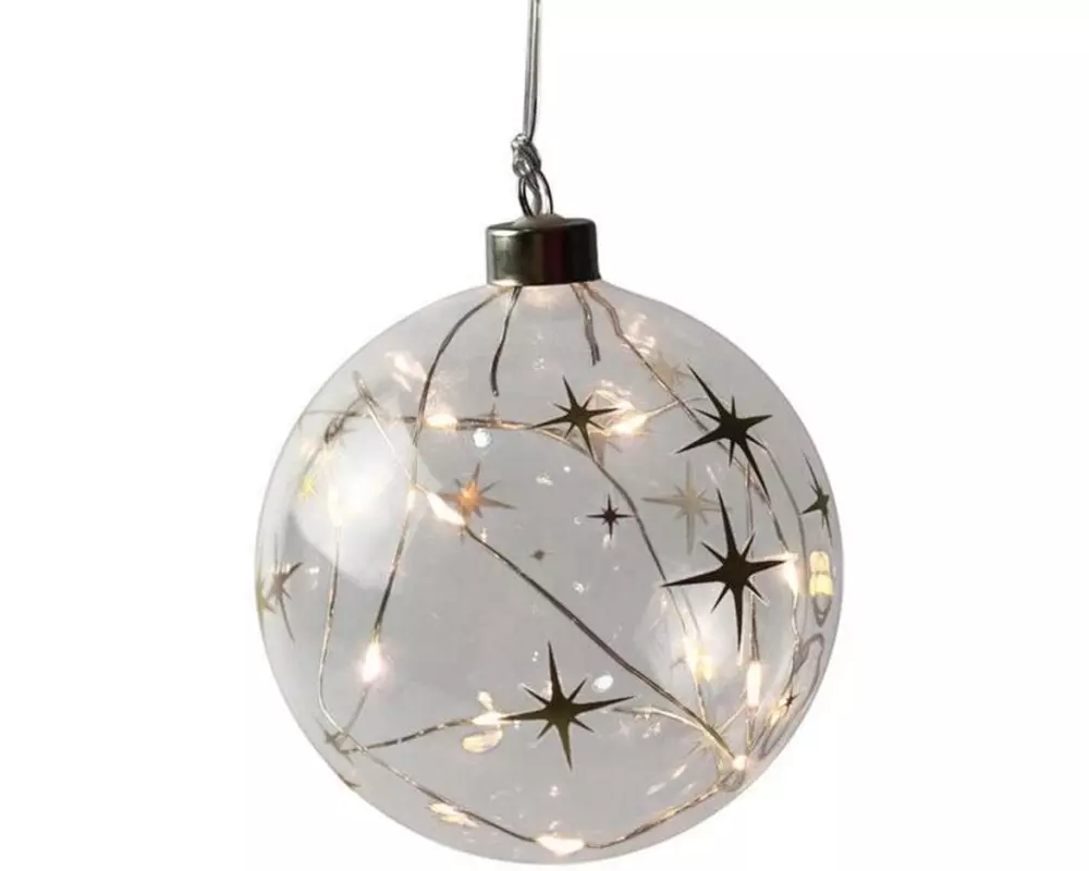 Dameco LED Glas Kugel mit Sternen, 12 cm