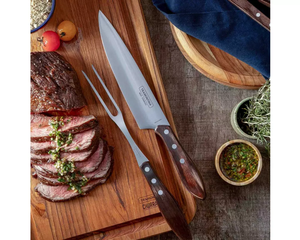 Tramontina Churrasco Tranchier-Set Silber/Braun