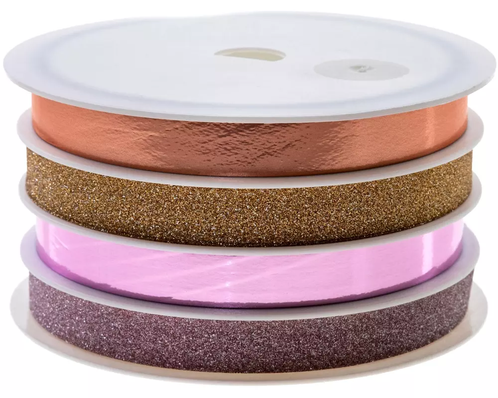 Pattberg Kräuselband Glitter Trend 1 cm x 20 m, Rosa