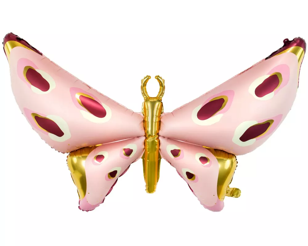 Partydeco Folienballon Schmetterling 120 x 87 cm, Gold/Rosa