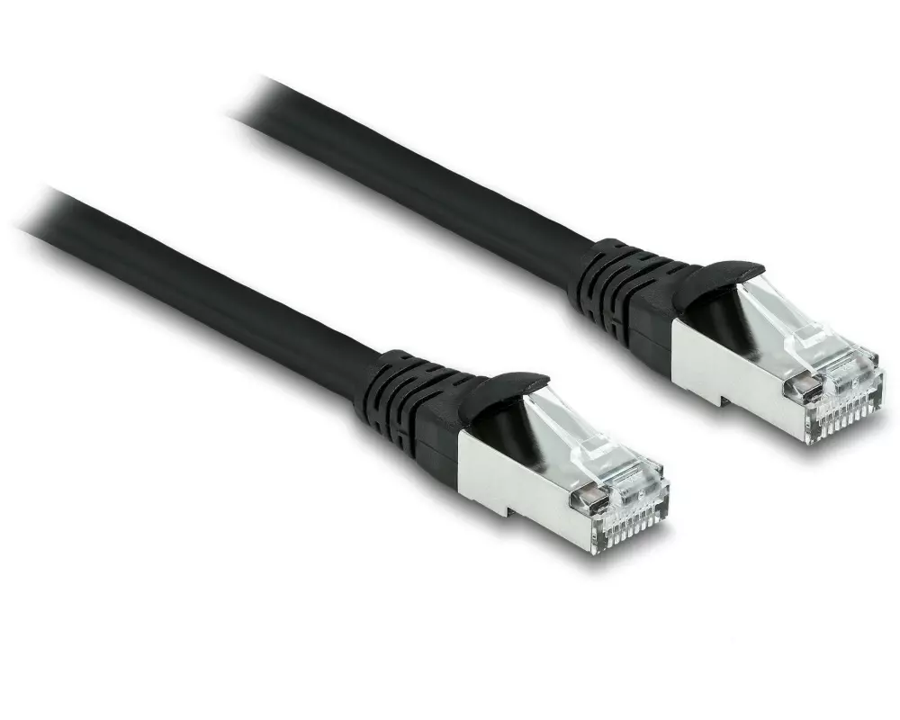 Delock Patchkabel Outdoor Cat 6A, S/FTP, 3 m, Schwarz