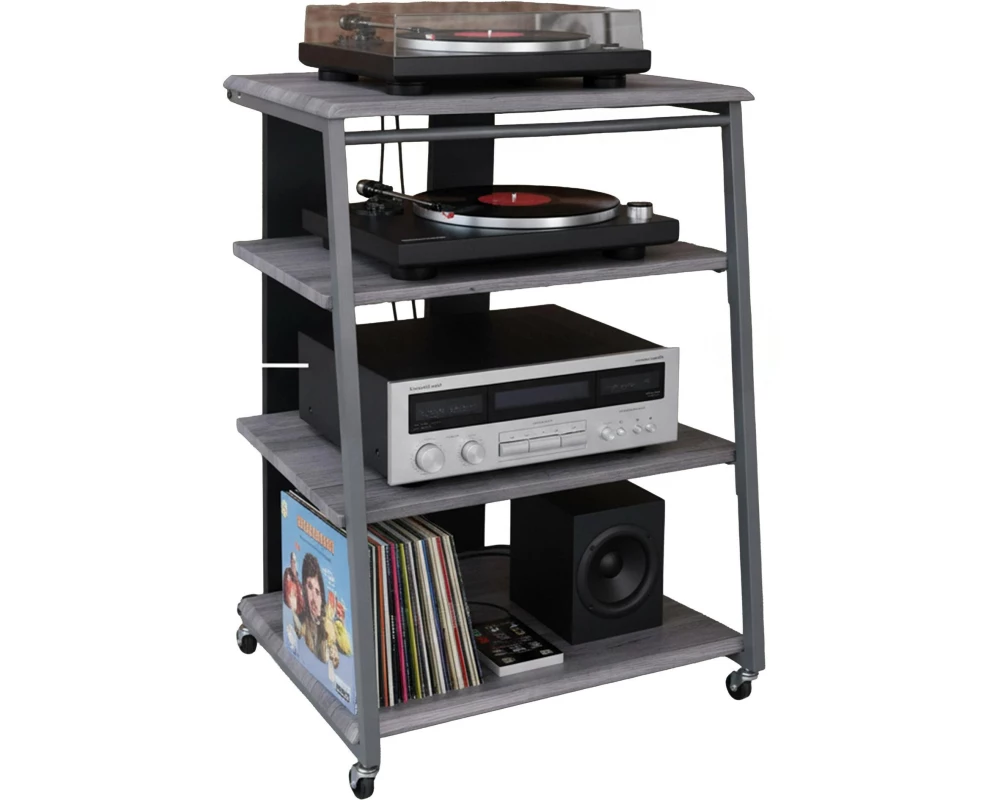 relaxdays TV-Möbel Hifi-Regal 78 x 61 x 52 cm Grau