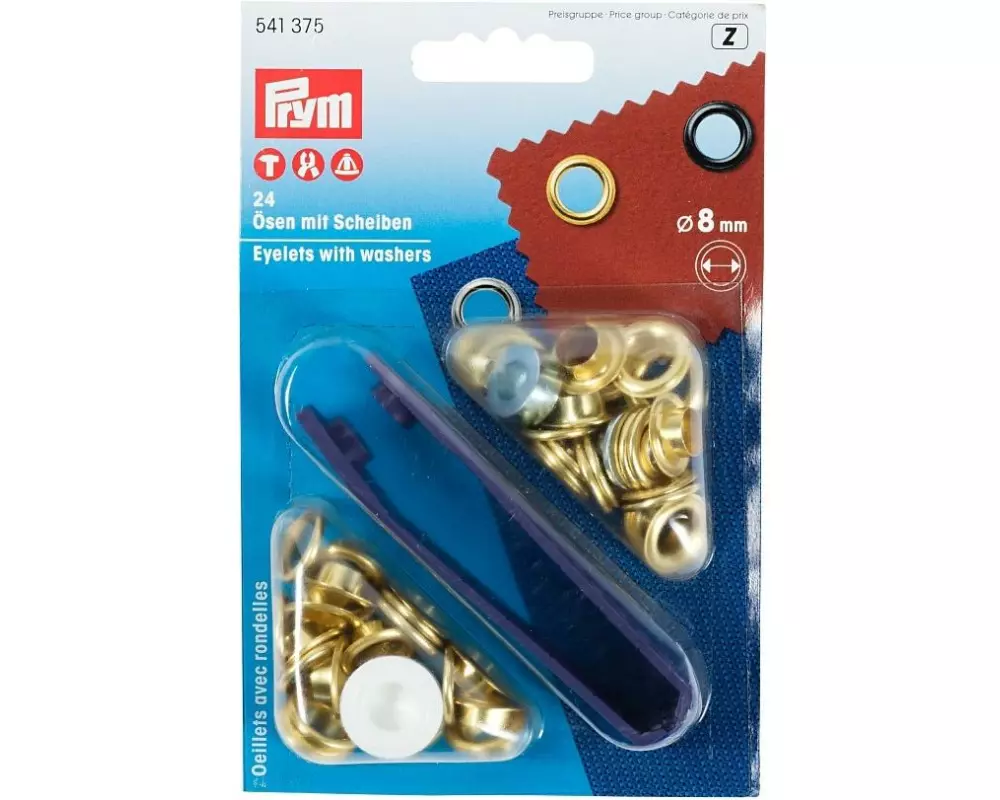 Prym Ösen + Scheiben 8 mm, Gold, 24 Stück