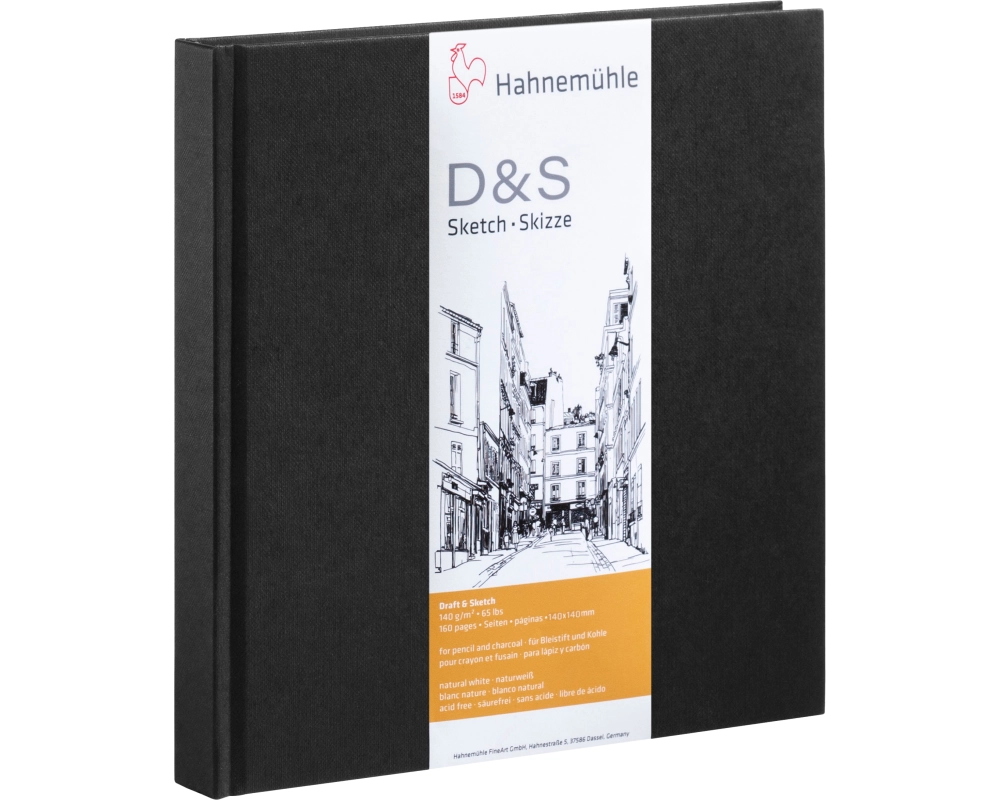 HAHNEMÜHLE Skizzenbuch D&S 14x14cm 10628225 schwarz 80 Blatt