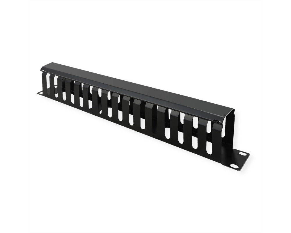 VALUE 19-Zoll-Frontplatte 1 HE mit Rangierkanal 40 x 80 mm, schwarz