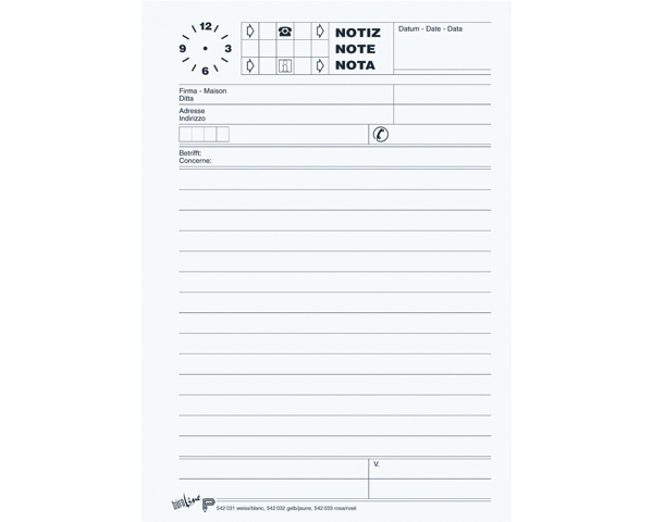 BÜROLINE Telefonblock D/F/I A5 725266 65g, weiss 80 Blatt