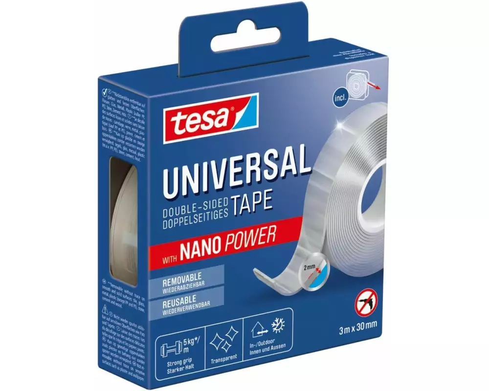 tesa Klebeband Universal Nano Tape 1 Rolle - 3 m x 30 mm