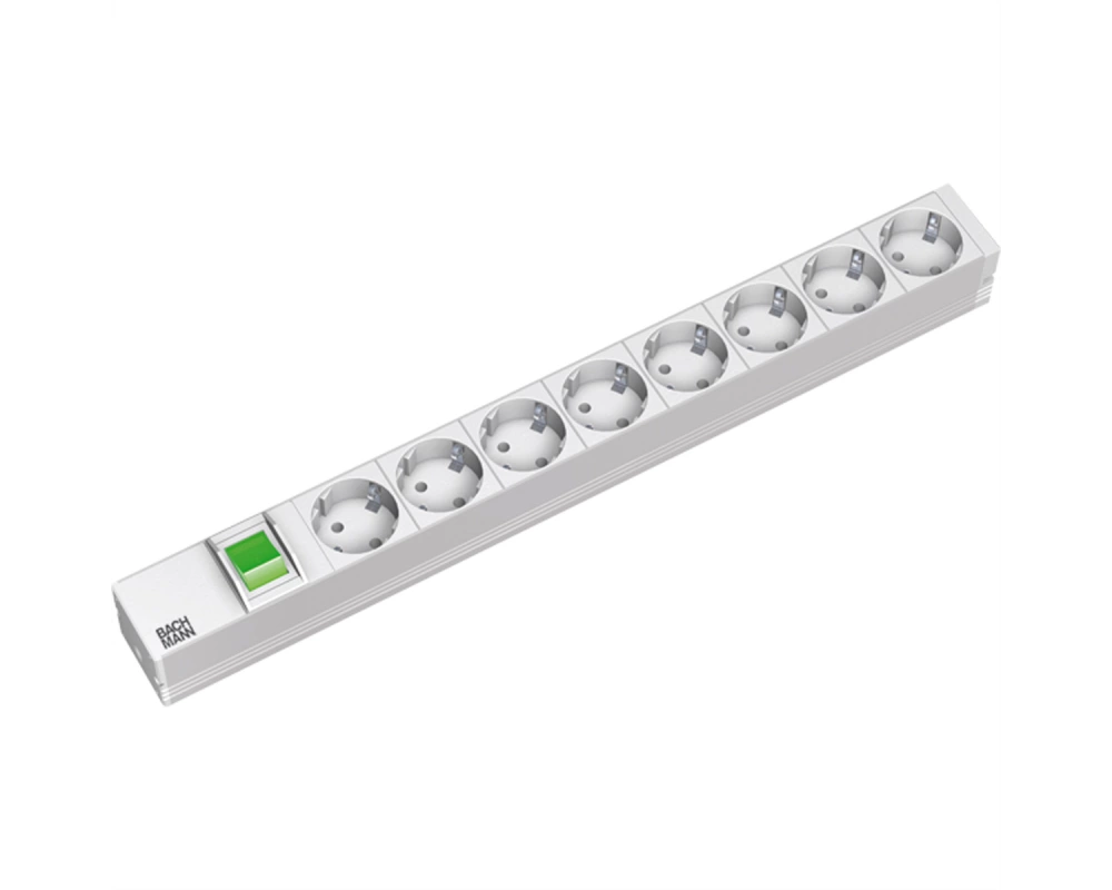 BACHMANN 19" Steckdosenleiste 8fach, mit Schalter, Aluminium