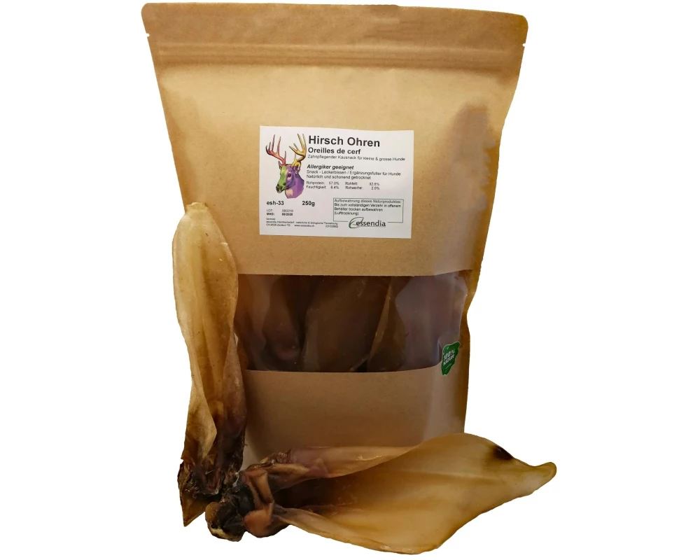 essendia Kausnack Hirschohren ohne Fell, 250 g