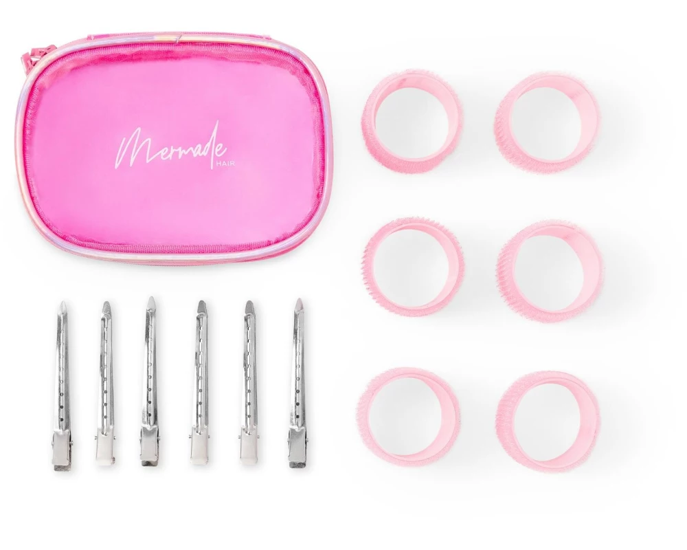 Mermade Klettwickler-Set Rosa 6 Stück mit Clips und Tasche