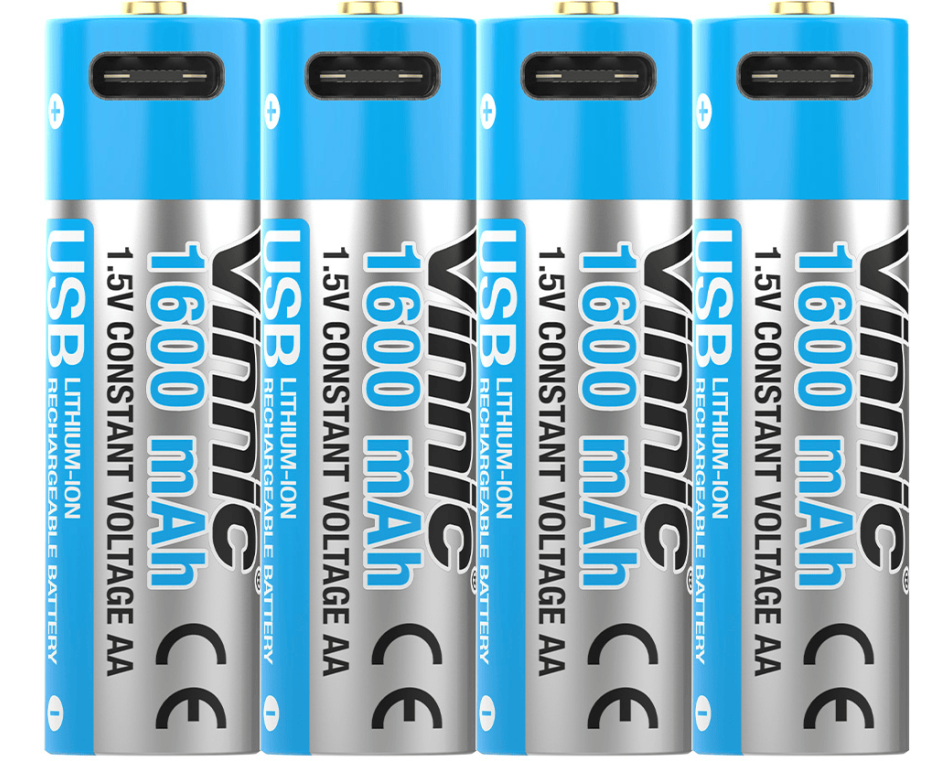 VINNIC USB Rech. Batt. AA Type-C VPRB-UC2A-4PC 1600mAh,Case,4pcs.