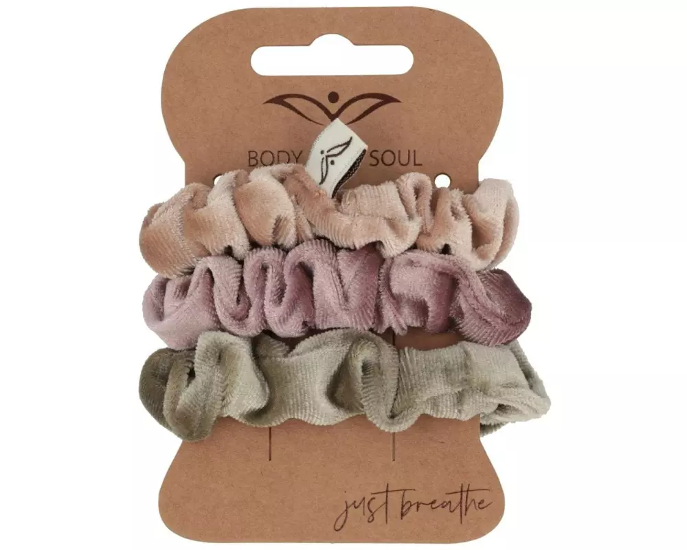 Body Mind Soul Scrunchy Yoga, Beige, Altrosa, Salbeigrün 3 Stück