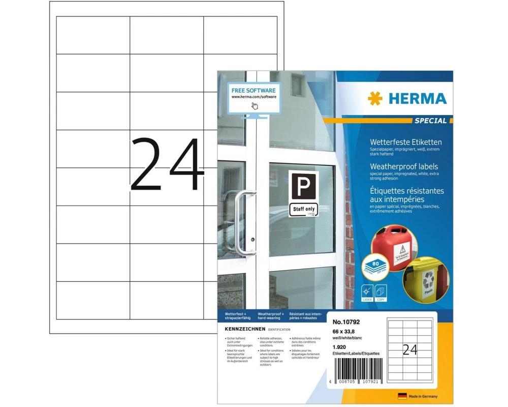 HERMA Outdoor-Etiketten 66 x 33.8 mm, 80 Blatt