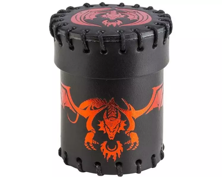 Q Workshop Würfelbecher Flying Dragon Black & red Leather Dice Cup