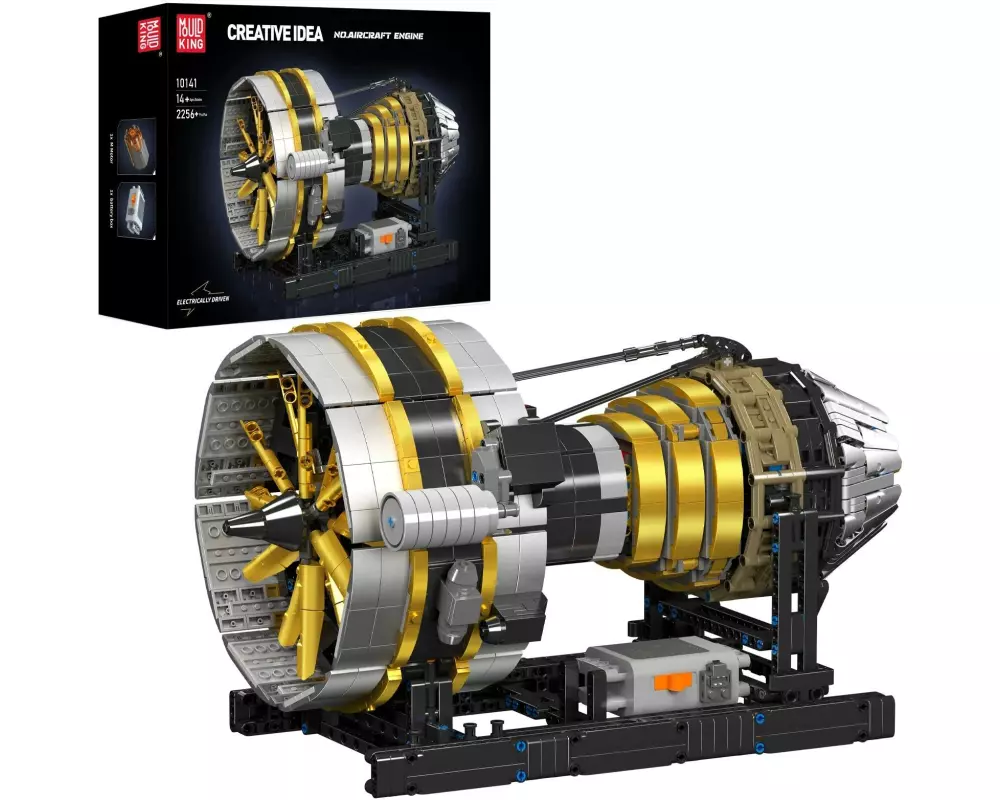 Mould King 10141 Motorisiertes Flugtriebwerk Silber-Gold