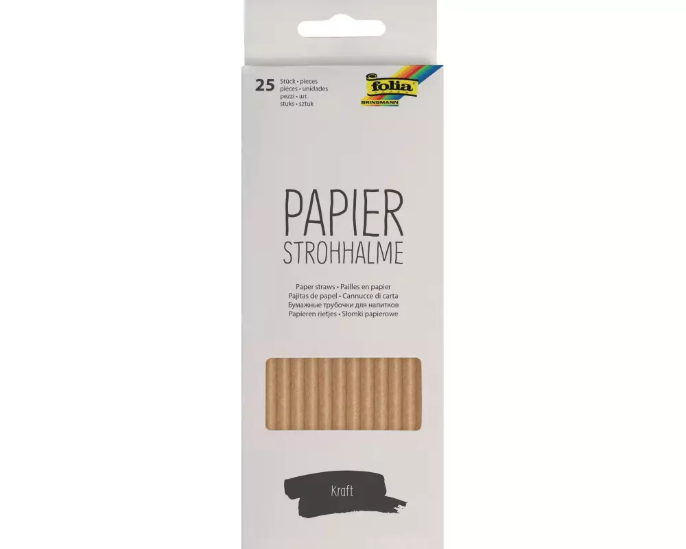 Folia Strohhalm Papier, 25 Stück, Kraft