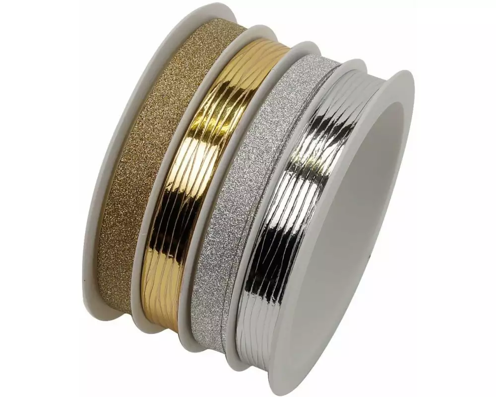 Braun + Company Geschenkband Mix Metallic 10 mm x 16 m, Glitzer/Mehrfarbig