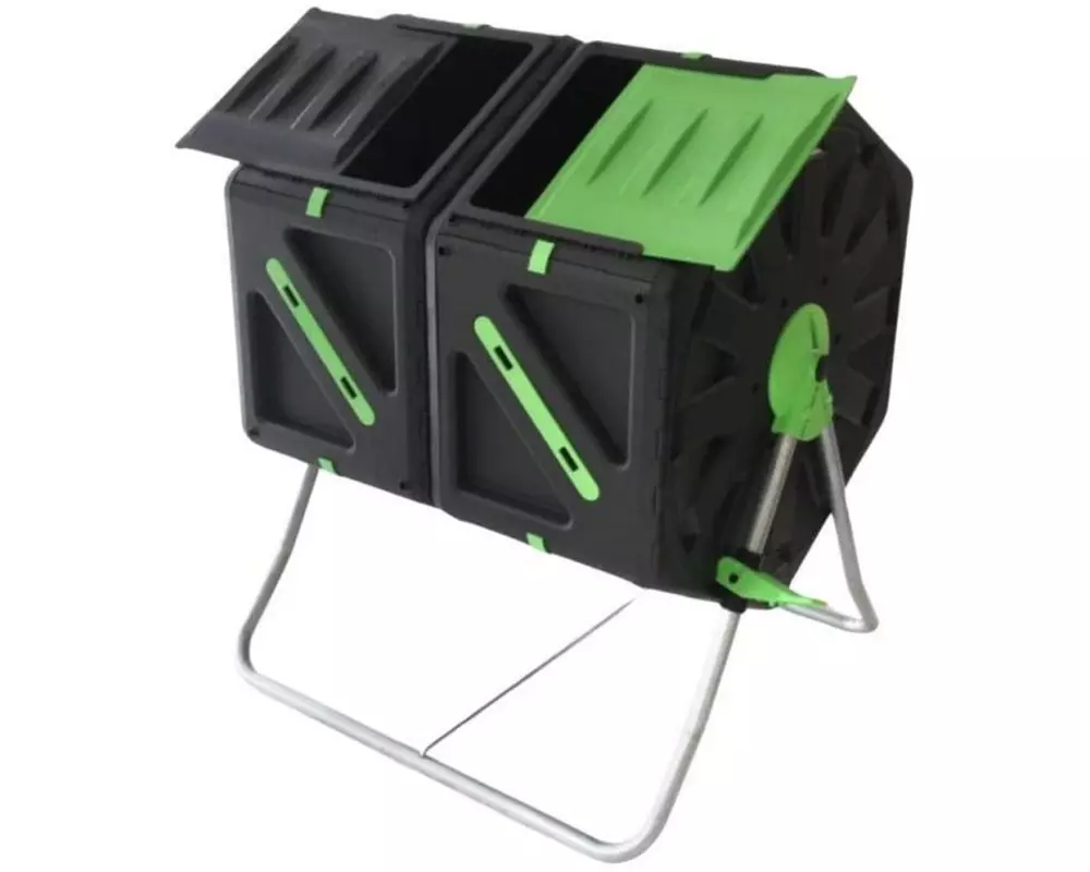 Plastia Taumelnder Komposter Duo Schwarz, 70 l