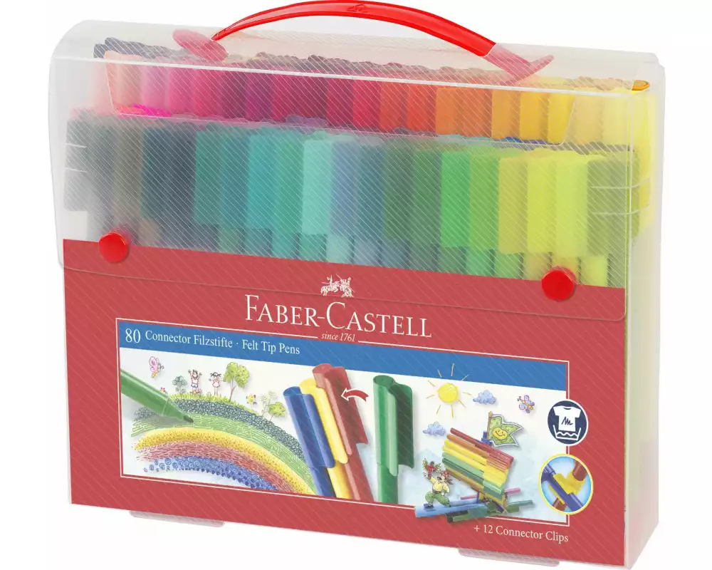 Faber-Castell Filzstift Connector 80-teilig, Mehrfarbig