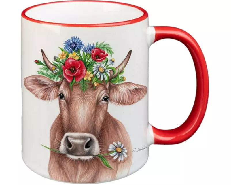 creanorm Tasse Blumenkuh 330 ml, 1 Stück, Rot/Weiss