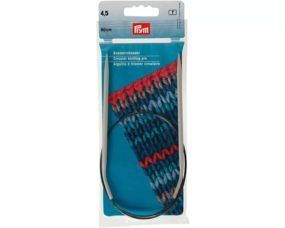 Prym Rundstricknadel Alu, Grau 4.50 mm x 60 cm, Beutel