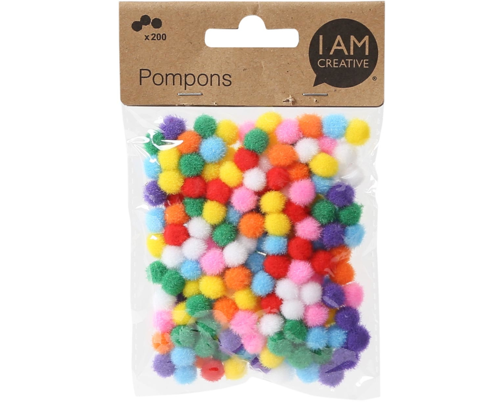 I AM CREATIVE Pompons Set 10mm 4111.03 ass, 200 Stück