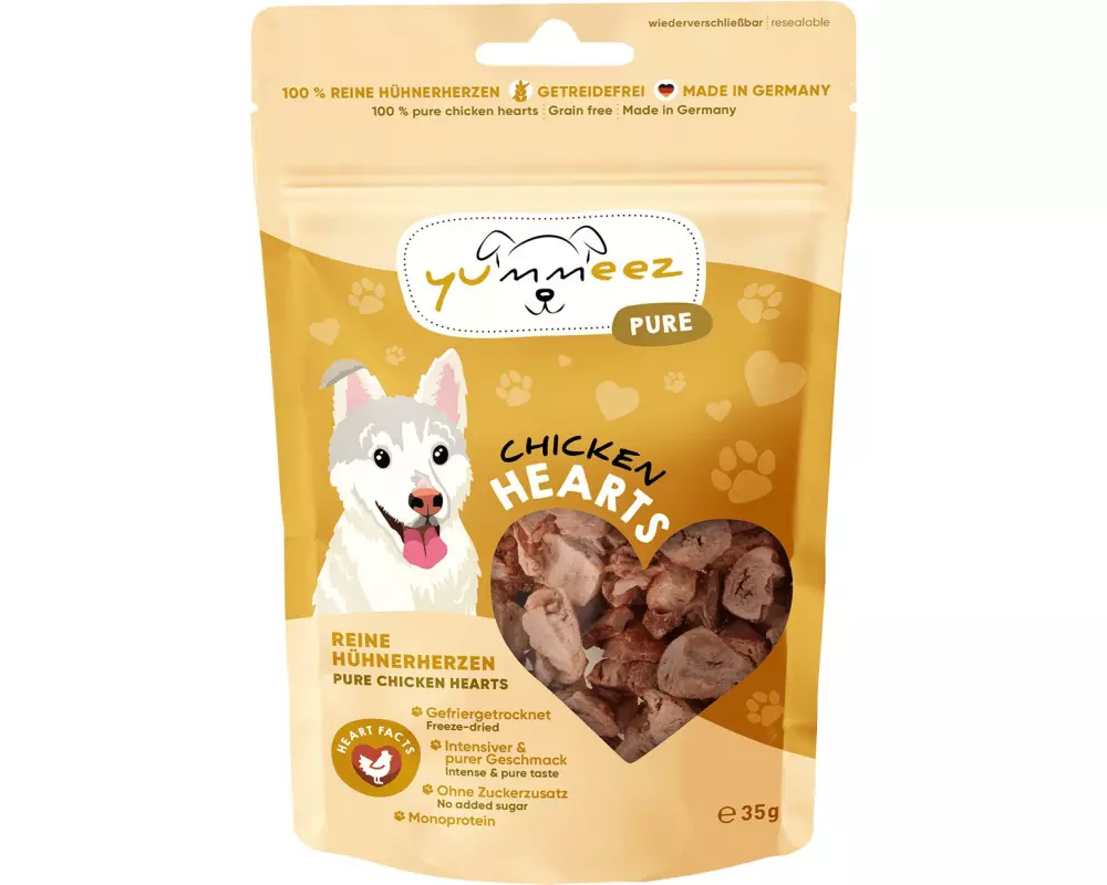 Yummeez Leckerli pure Hühnerherzen, 35 g