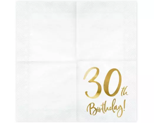 Partydeco PartyDeco Servietten 30th Birthday, 20er-Set 33 cm x 33 cm