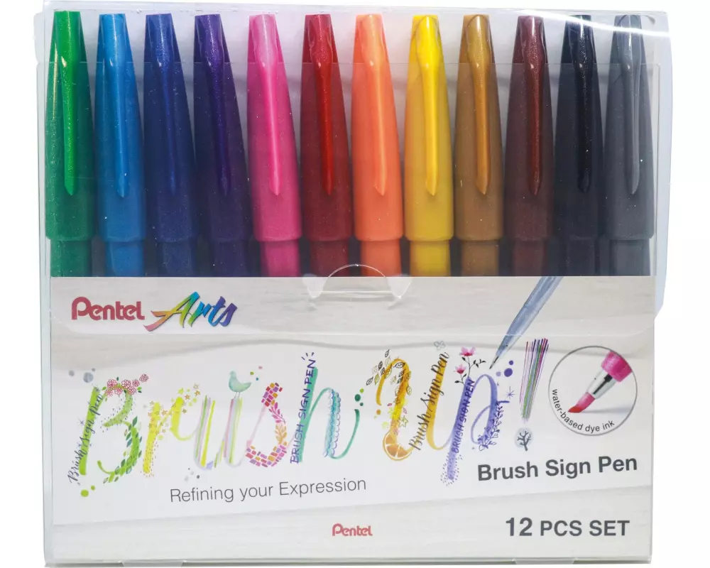 pentel Filzstift Brush Sign Pen 12 Stück
