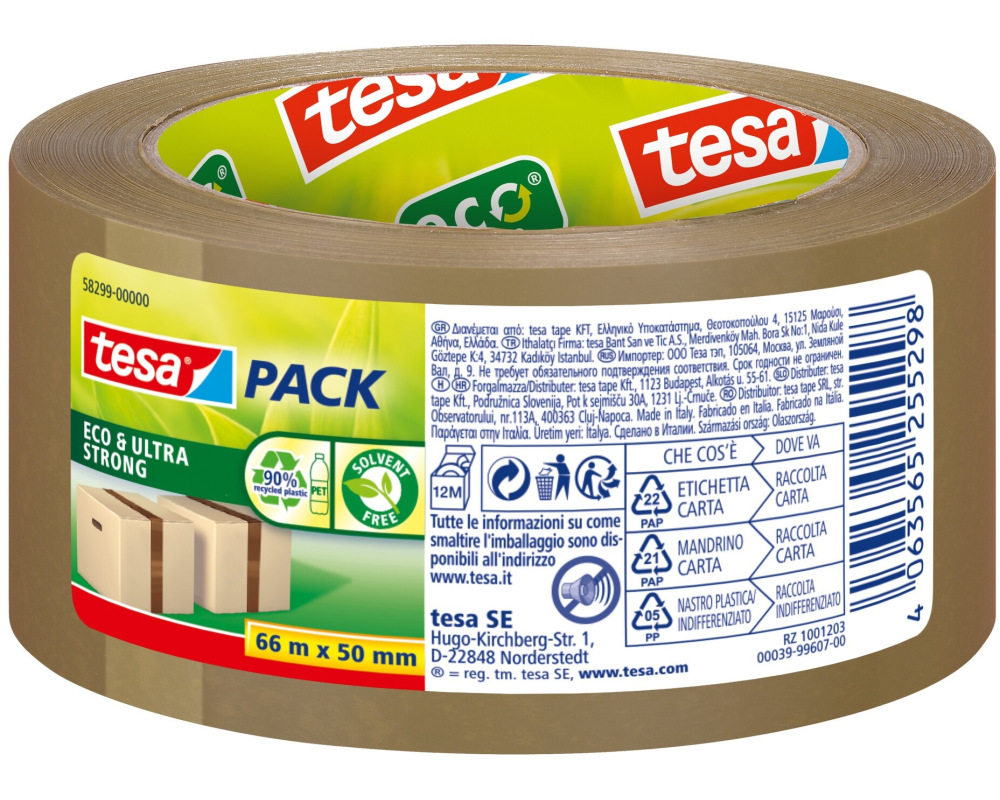 tesa Klebeband Eco & Crystal 50 mm x 66 m, Braun, 1 Rolle
