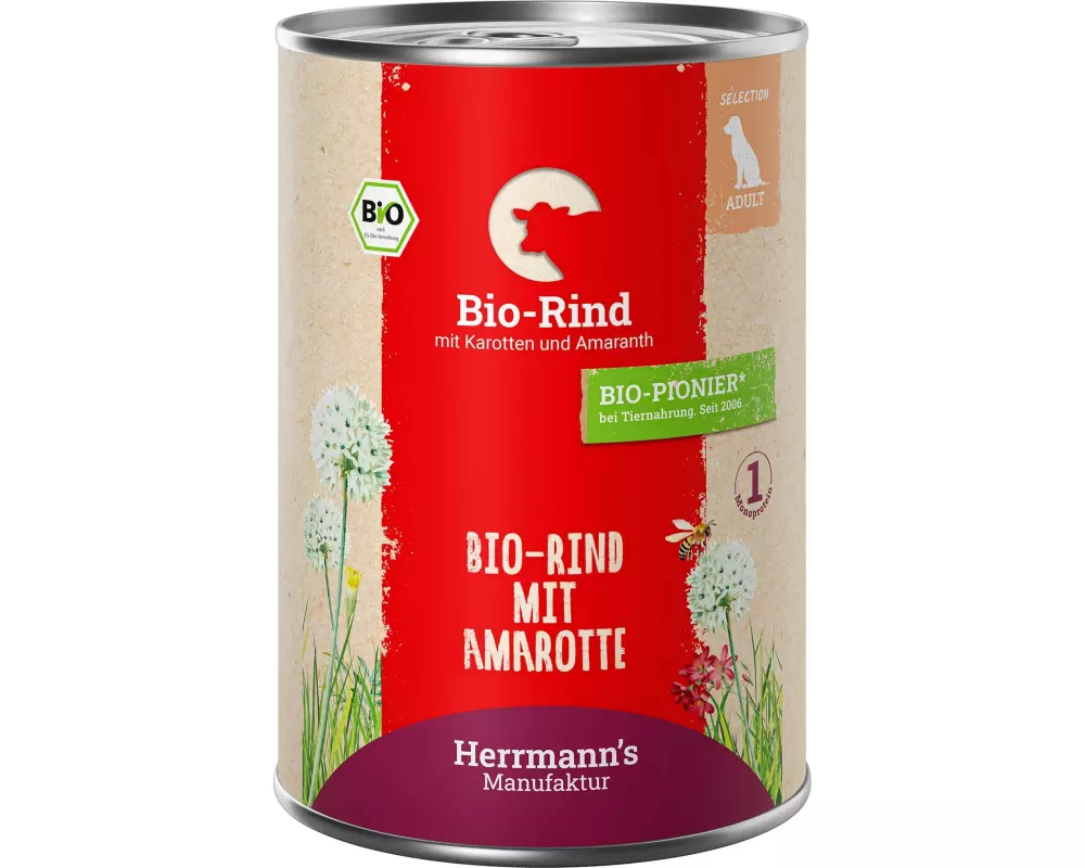 Herrmann's Nassfutter Bio Rind mit Karotten und Amaranth 400 g