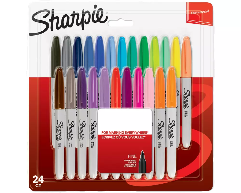 Sharpie Filzstift Fein Permanentmarker Rundspitze, 24er Blister