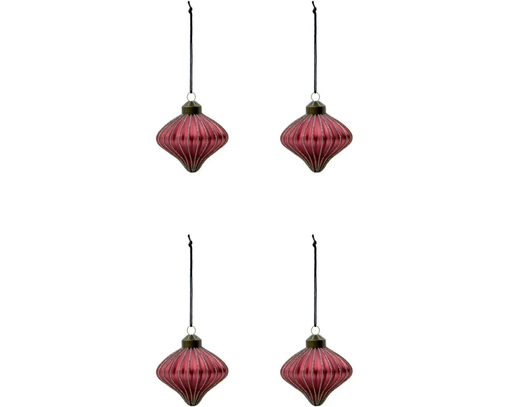 House Doctor Weihnachtskugel Spin Ø 8 cm, 4 Stück Rot