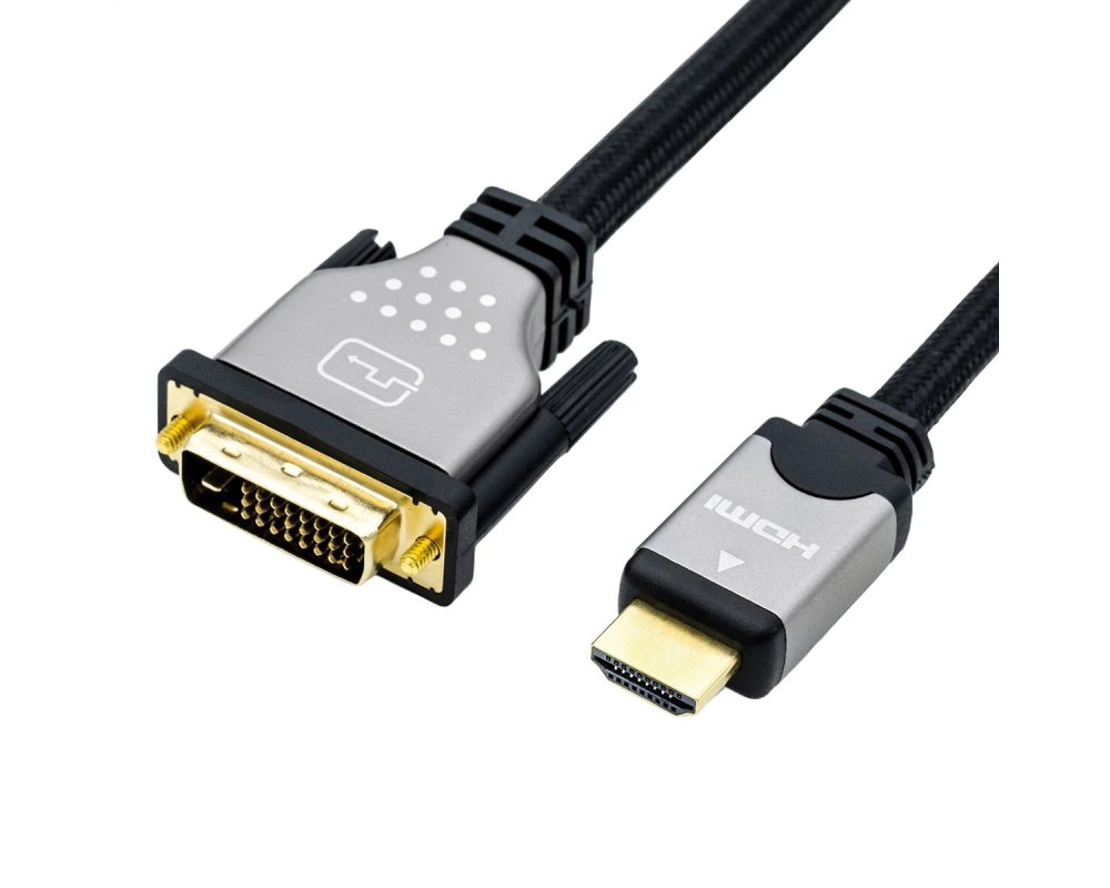 ROLINE Monitorkabel DVI (24+1) - HDMI, ST/ST, schwarz / silber, 7,5 m