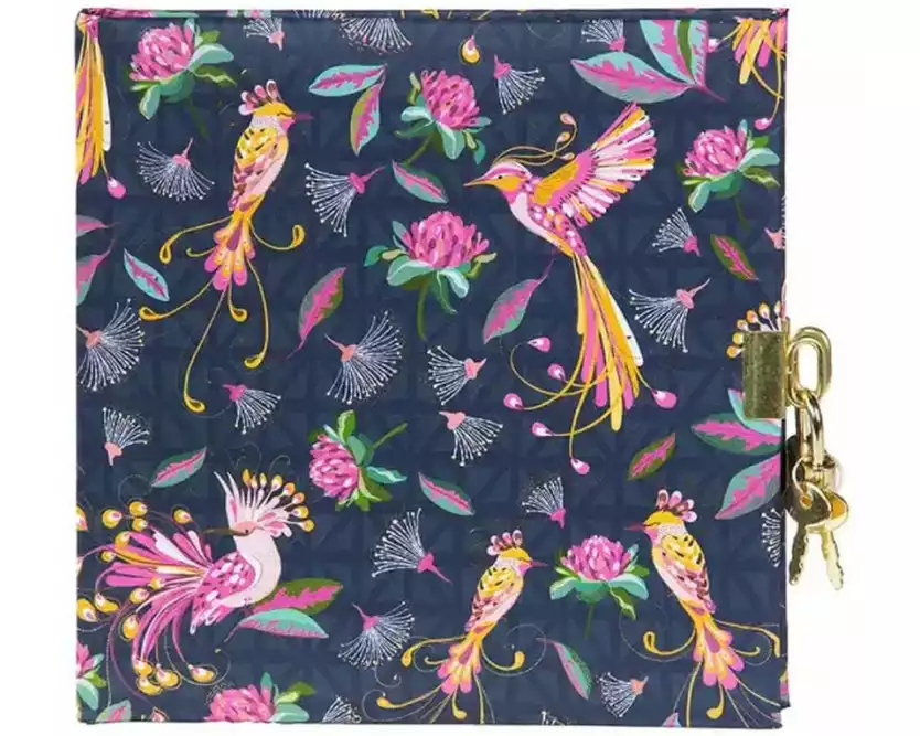 Goldbuch Tropical Birds Blue, Kunstdruckpapier 16.5 x 16.5 cm mit Schloss 96 Seiten