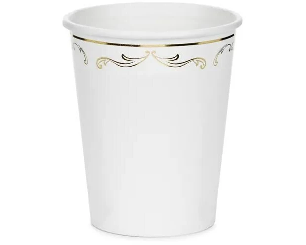 Partydeco PartyDeco Pappbecher mit Ornament Weiss, 6er-Set 6 Stück