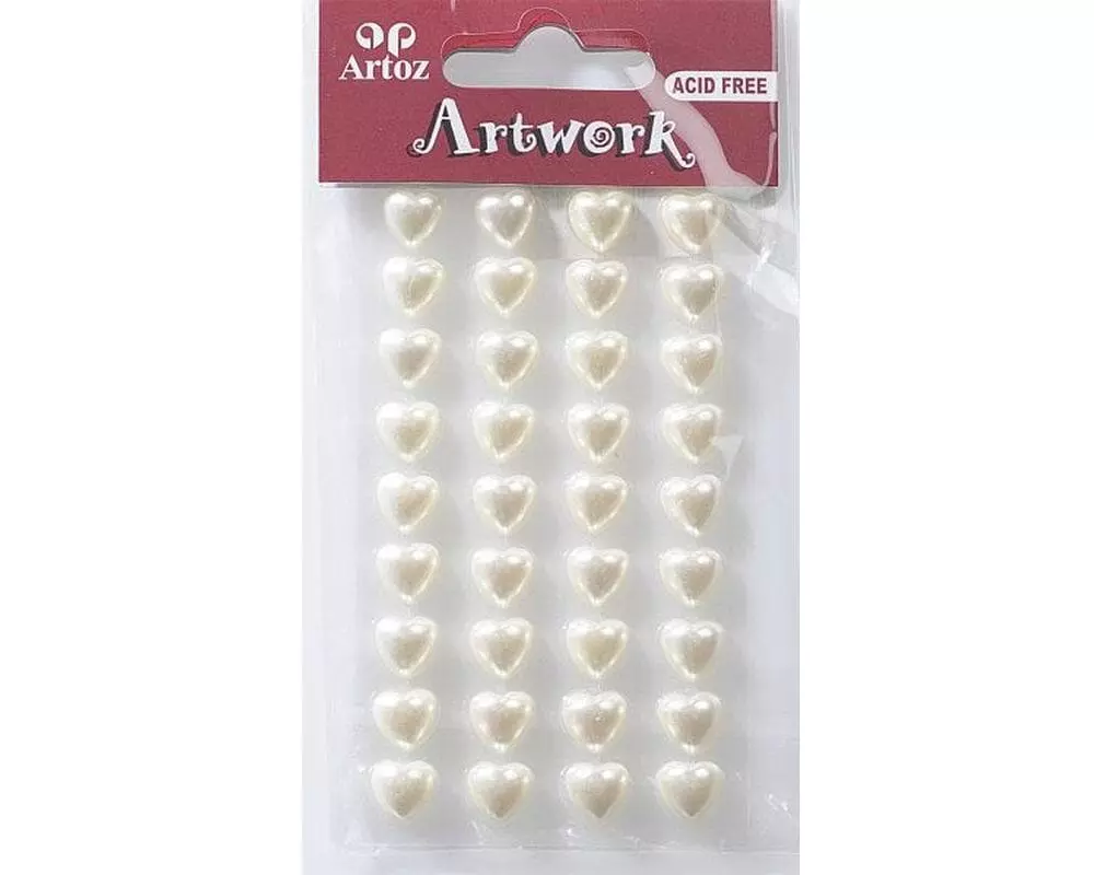 Artoz Glitzersticker Art-Work Perlen-Herz Weiss 10 mm, 1 Bogen