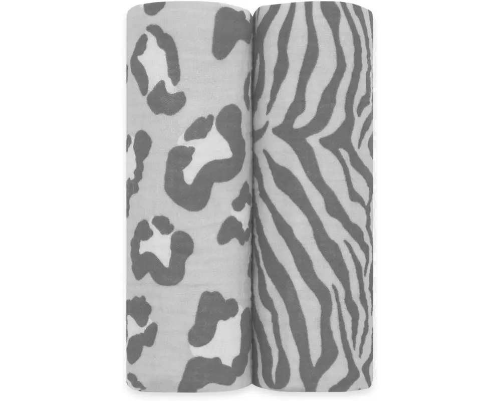 emma & noah Moltontuch 2er Set Leo Grau 70 x 70 cm